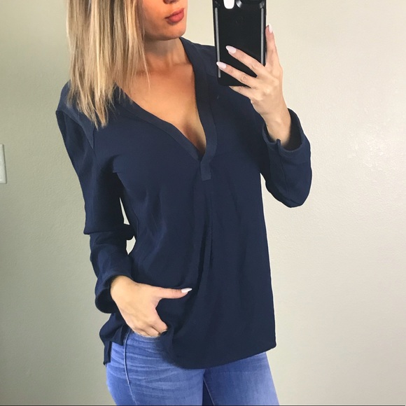 Lenny B Tops - Lenny B. Paris Navy Suede Trim Shoulders Top